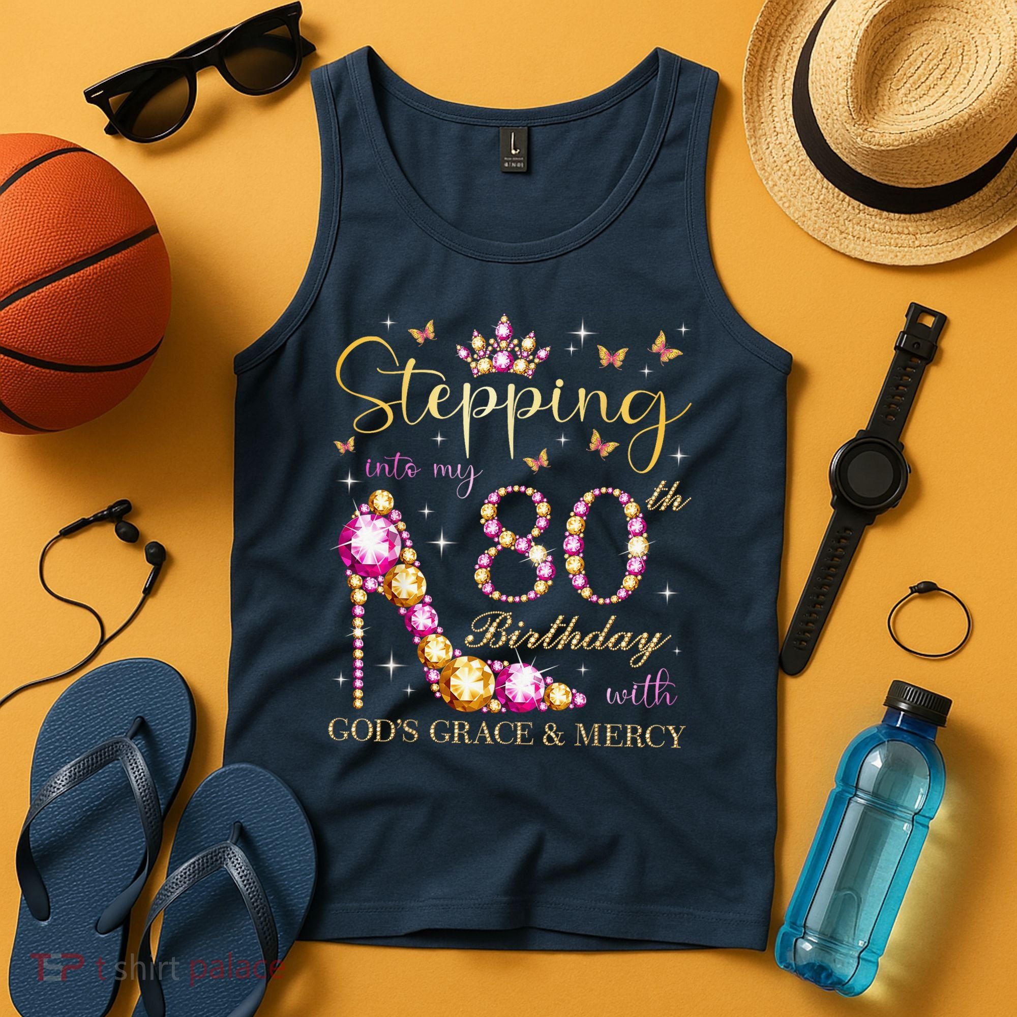 Stepping Into My 80th Birthday With God'S Grace & Mercy Cute Tank Top