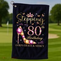 Stepping Into My 80th Birthday With God'S Grace & Mercy Cute Golf Towel thumb 1
