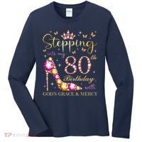 Stepping Into My 80th Birthday With God'S Grace & Mercy Cute Women's Long Sleeve Shirt thumb 0