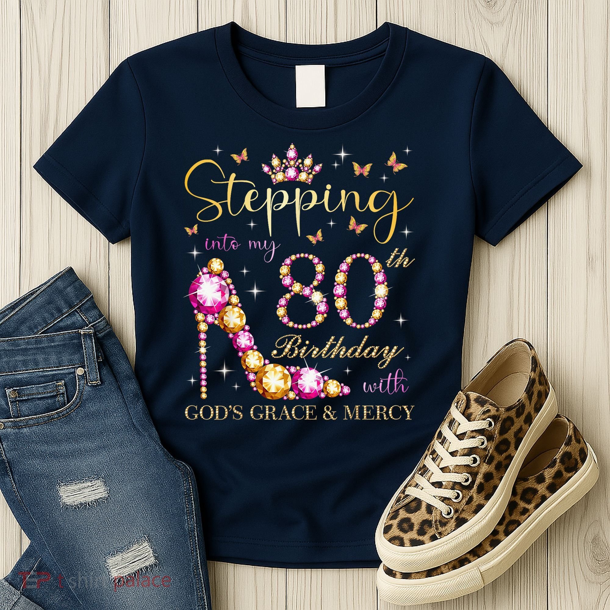 Stepping Into My 80th Birthday With God'S Grace & Mercy Cute Women's T-Shirt