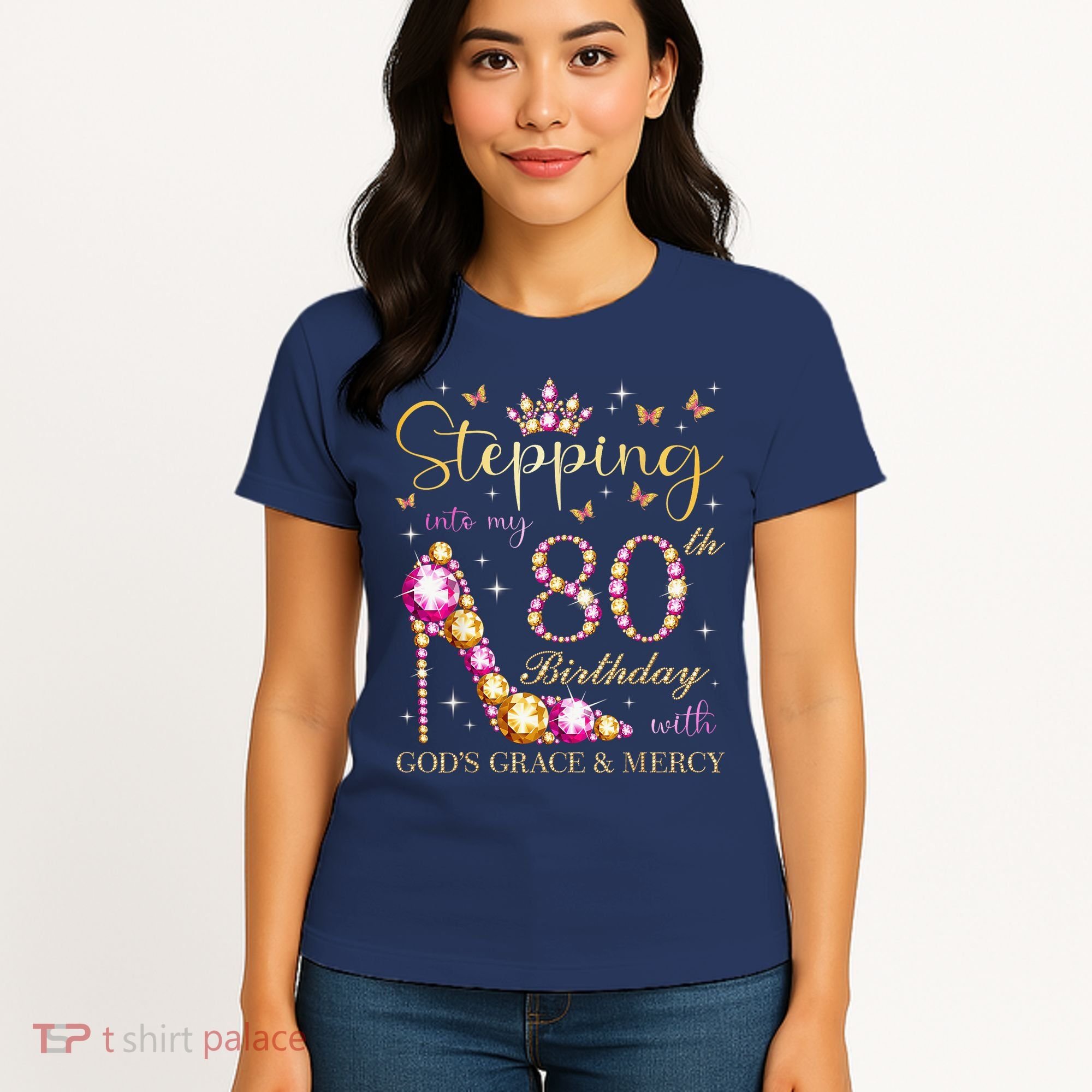Stepping Into My 80th Birthday With God'S Grace & Mercy Cute Women's T-Shirt