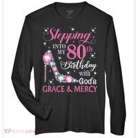 Stepping Into My 80th Birthday With God'S Grace & Mercy Lady Zone Performance Long-Sleeve T-Shirt thumb 0