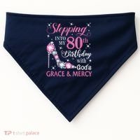Stepping Into My 80th Birthday With God'S Grace & Mercy Lady USA-Made Doggie Bandana thumb 0