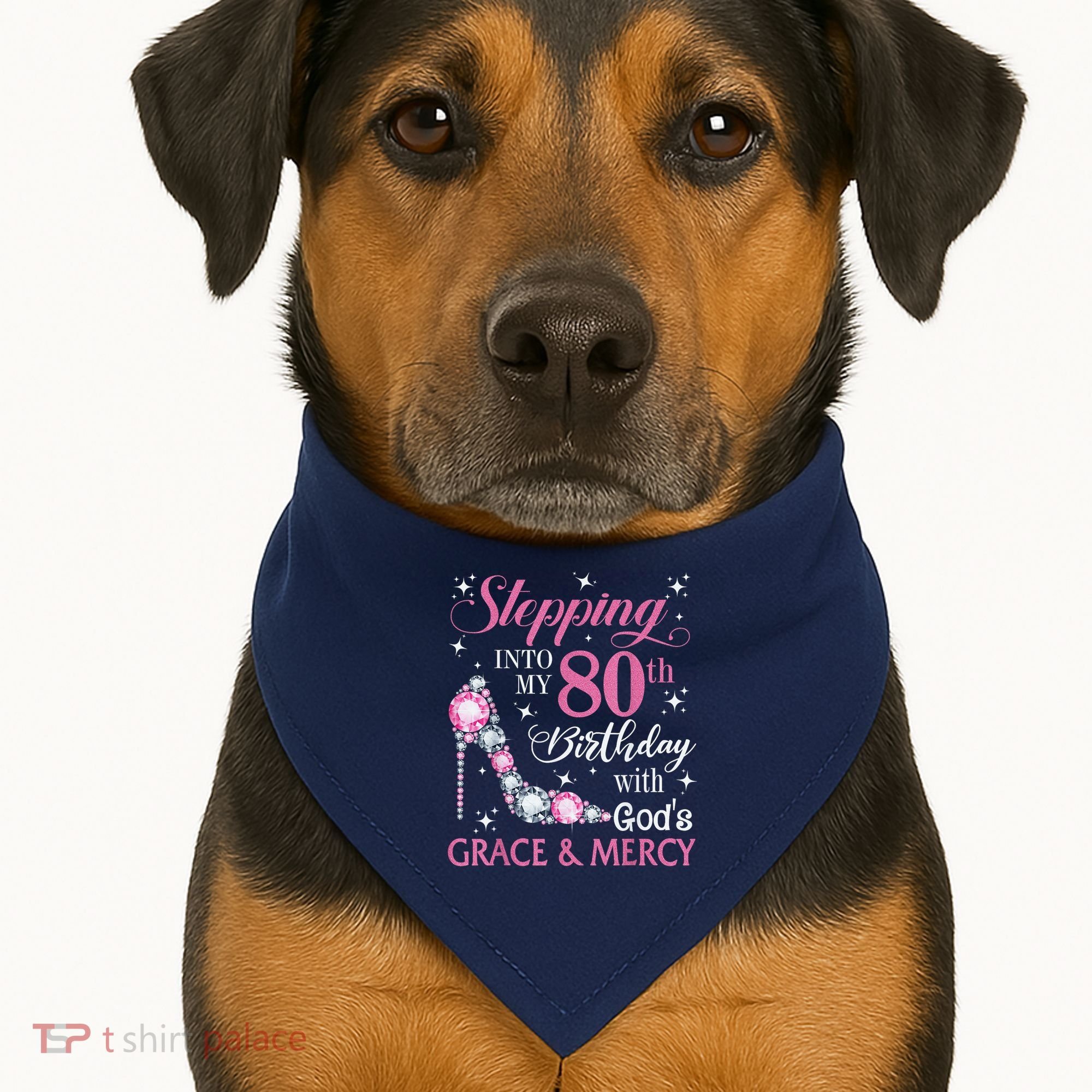 Stepping Into My 80th Birthday With God'S Grace & Mercy Lady USA-Made Doggie Bandana