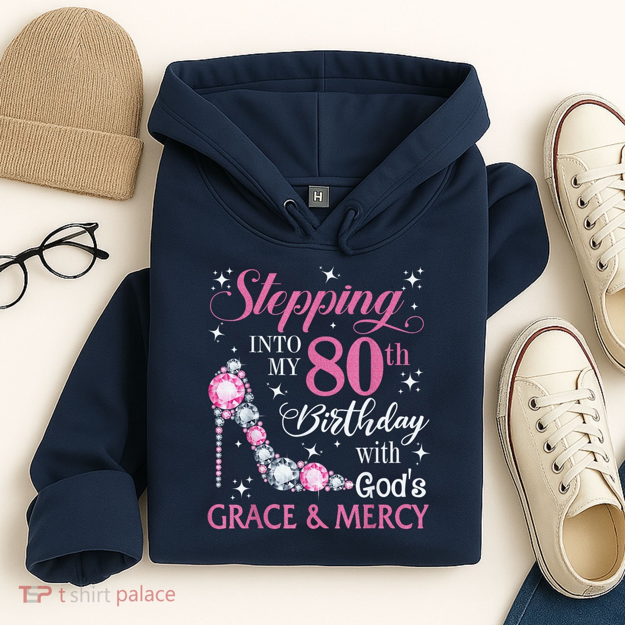 Stepping Into My 80th Birthday With God'S Grace & Mercy Lady Hoodie