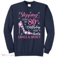 Stepping Into My 80th Birthday With God'S Grace & Mercy Lady Sweatshirt thumb 0