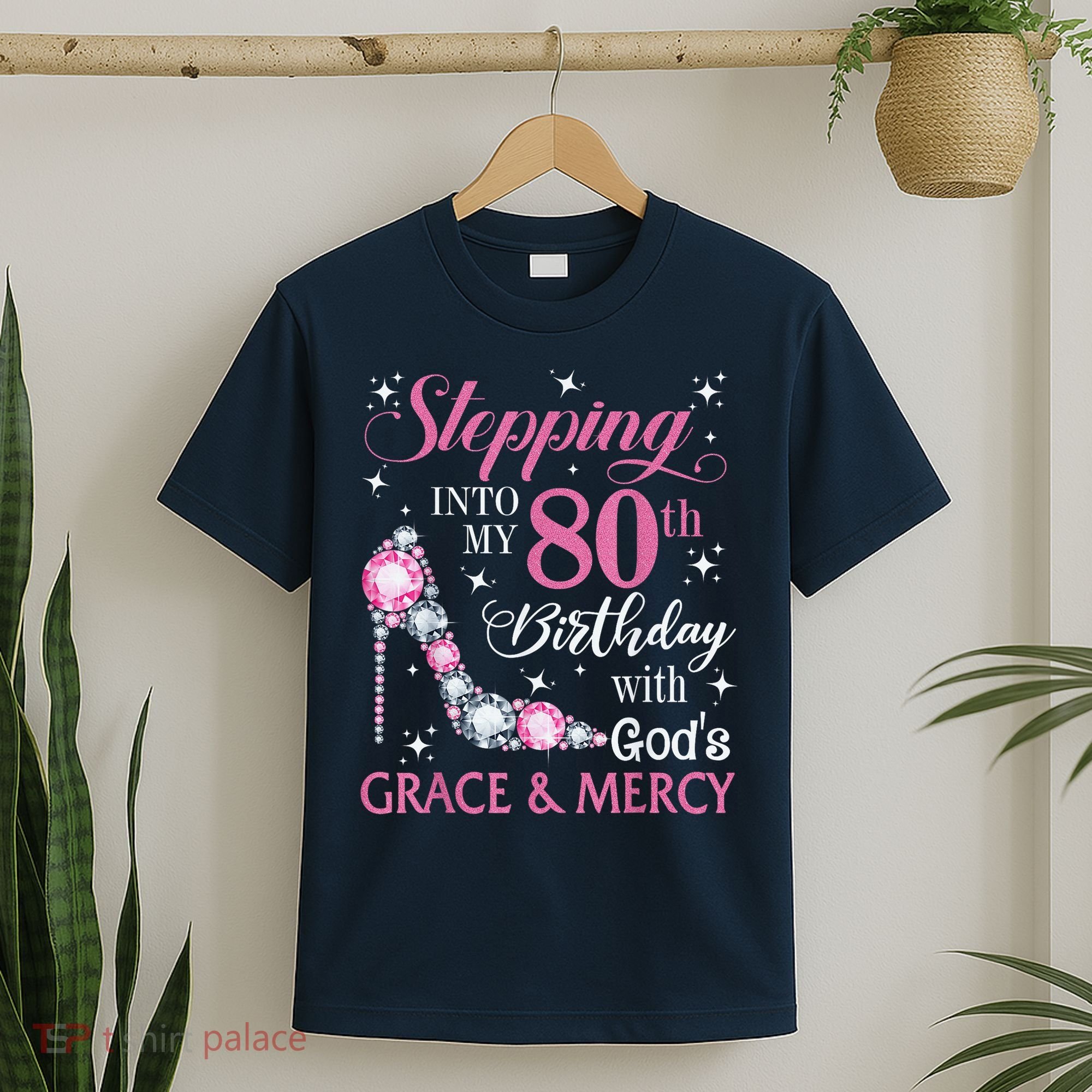 Stepping Into My 80th Birthday With God'S Grace & Mercy Lady T-Shirt