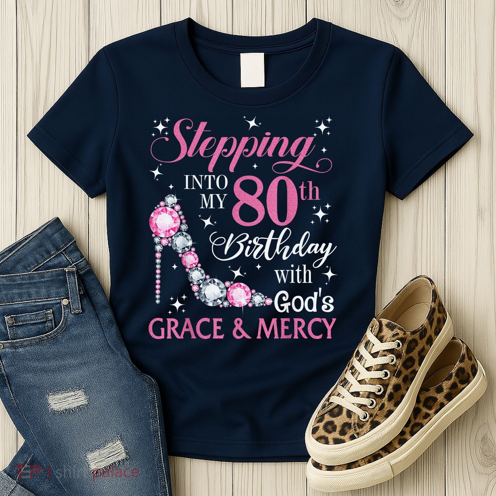 Stepping Into My 80th Birthday With God'S Grace & Mercy Lady Women's T-Shirt