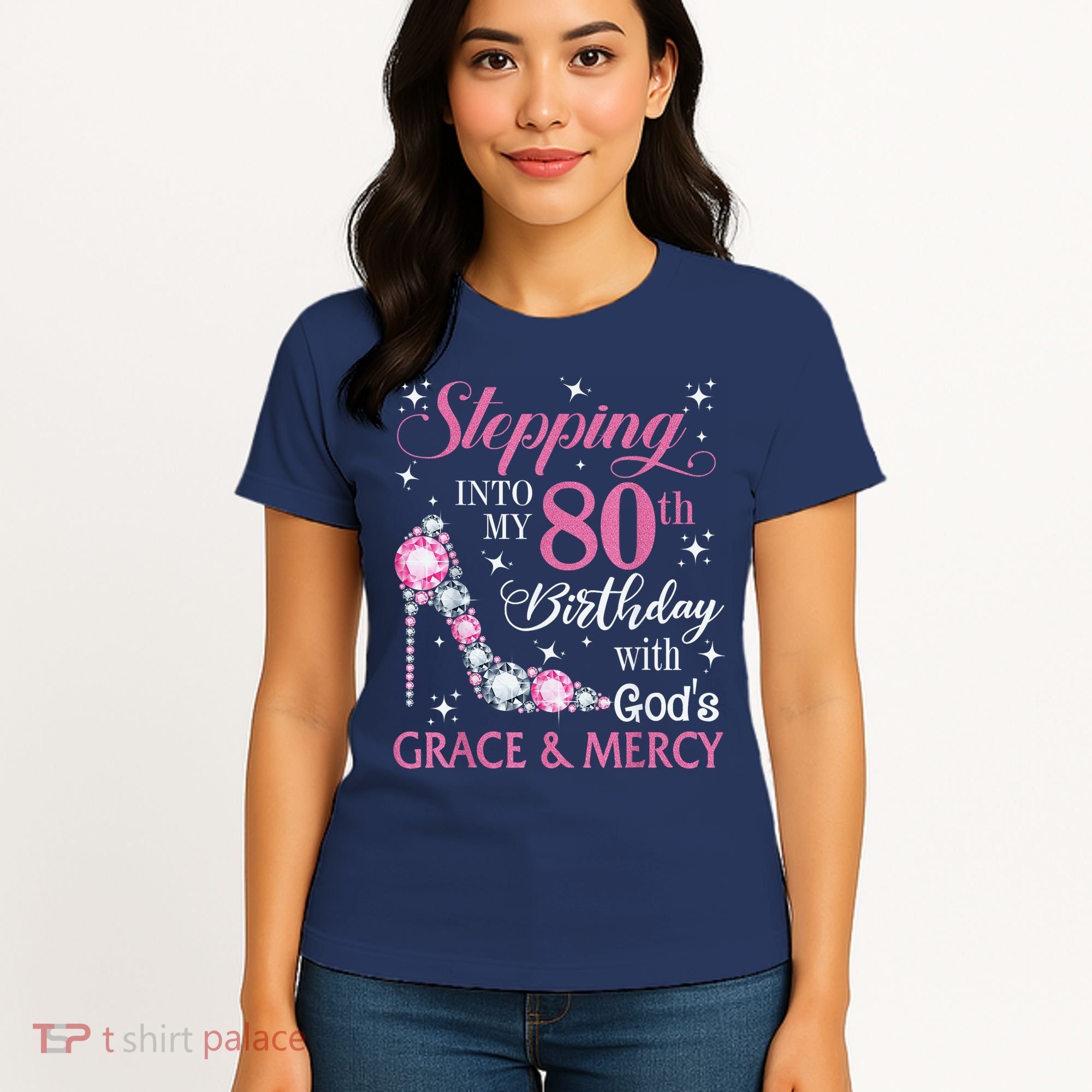 Stepping Into My 80th Birthday With God'S Grace & Mercy Lady Women's T-Shirt