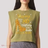 Stepping Into My 80th Birthday With God'S Grace & Mercy Garment-Dyed Women's Muscle Tee thumb 2