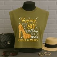 Stepping Into My 80th Birthday With God'S Grace & Mercy Garment-Dyed Women's Muscle Tee thumb 3