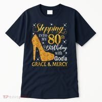 Stepping Into My 80th Birthday With God'S Grace & Mercy Tall T-Shirt thumb 0