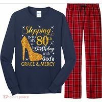 Stepping Into My 80th Birthday With God'S Grace & Mercy Long Sleeve Pajama Set thumb 0