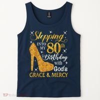 Stepping Into My 80th Birthday With God'S Grace & Mercy Tank Top thumb 2