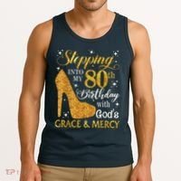 Stepping Into My 80th Birthday With God'S Grace & Mercy Tank Top thumb 3