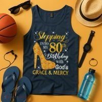 Stepping Into My 80th Birthday With God'S Grace & Mercy Tank Top thumb 4