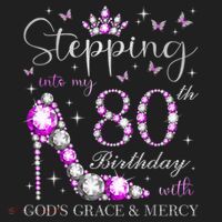 Stepping Into My 80th Birthday With God'S Grace & Mercy Comfort Colors Boxy T-Shirt thumb 3