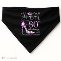 Stepping Into My 80th Birthday With God'S Grace & Mercy USA-Made Doggie Bandana thumb 0