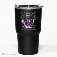 Stepping Into My 80th Birthday With God'S Grace & Mercy Tumbler thumb 0