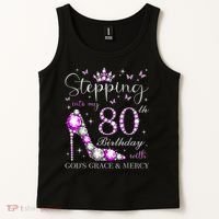 Stepping Into My 80th Birthday With God'S Grace & Mercy Tank Top thumb 2