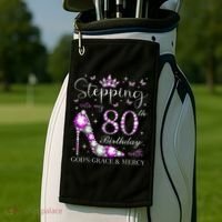 Stepping Into My 80th Birthday With God'S Grace & Mercy Golf Towel thumb 2
