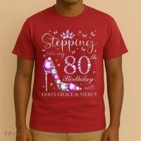 Stepping Into My 80th Birthday With God'S Grace & Mercy T-Shirt thumb 3