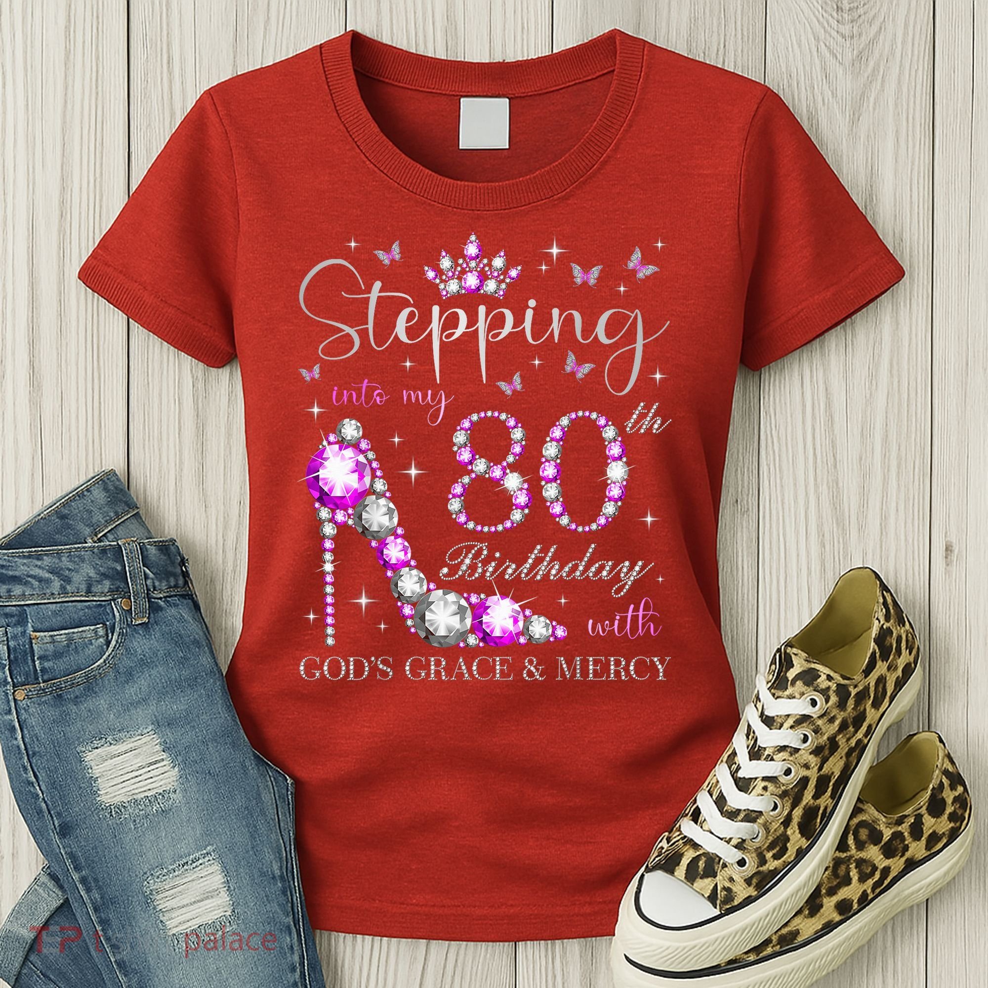 Stepping Into My 80th Birthday With God'S Grace & Mercy Women's T-Shirt