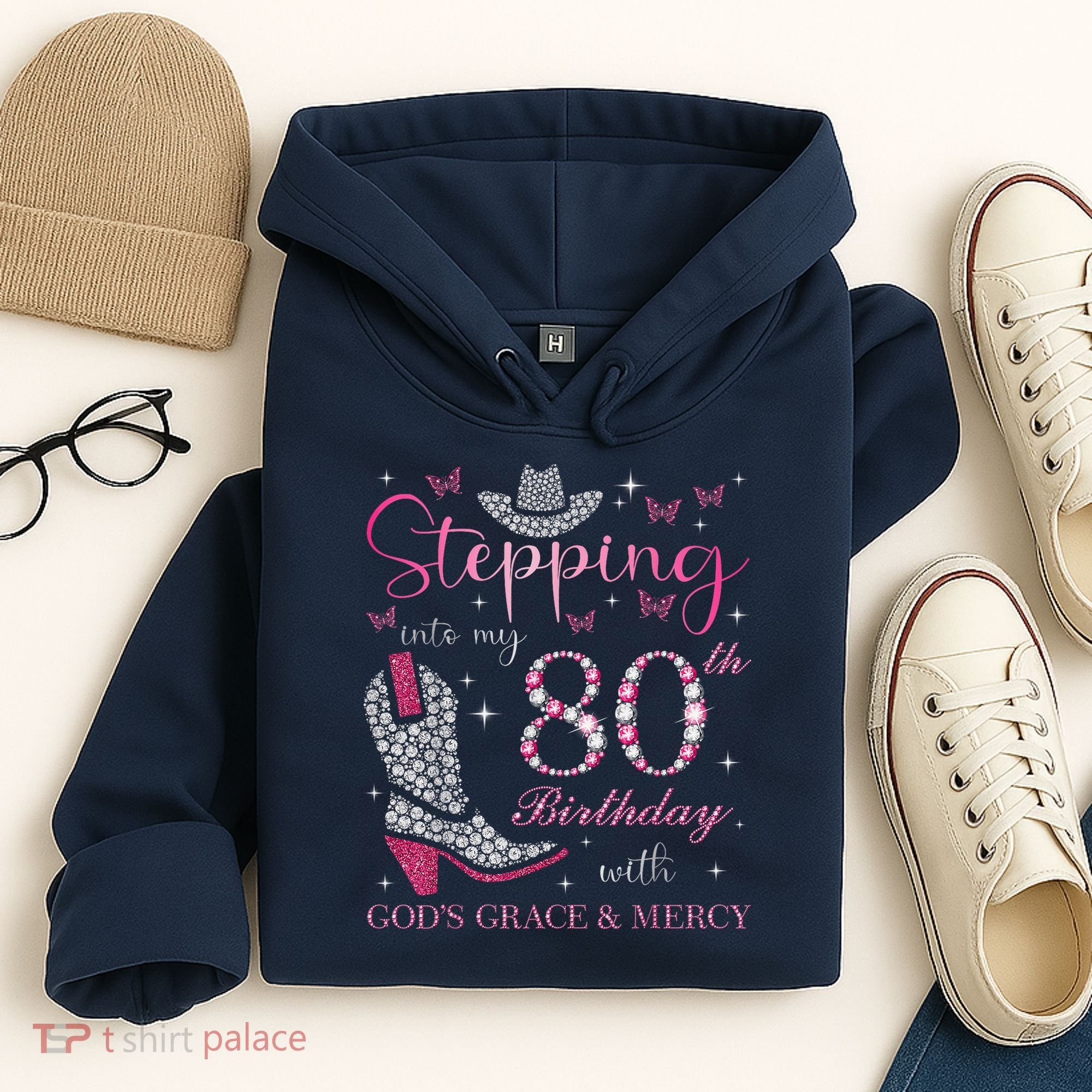 Stepping Into My 80th Birthday With God'S Grace And Mercy Hoodie