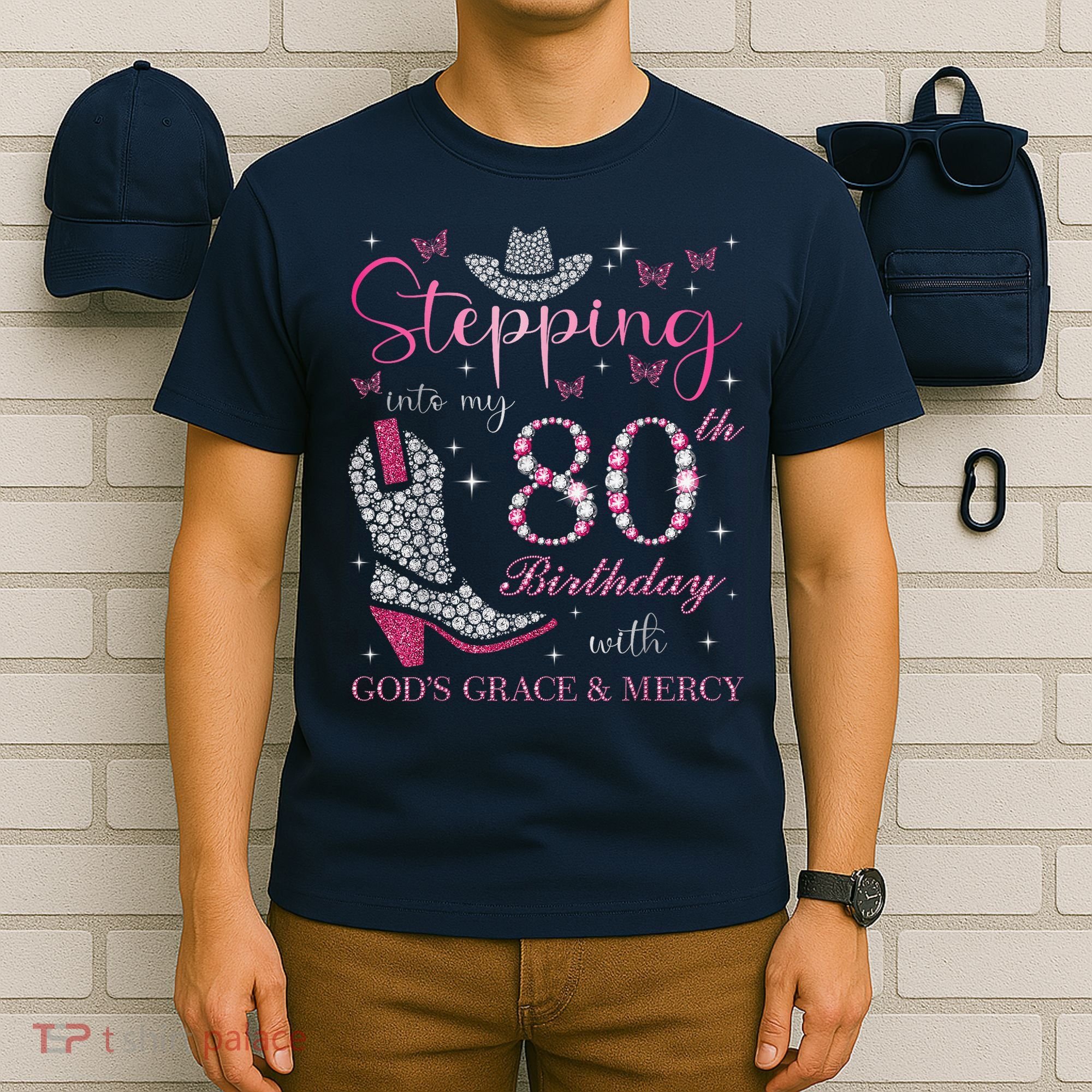 Stepping Into My 80th Birthday With God'S Grace And Mercy T-Shirt