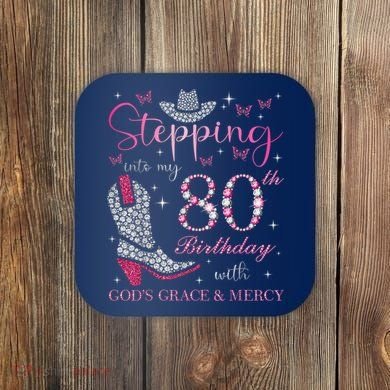 Stepping Into My 80th Birthday With God'S Grace And Mercy Coaster