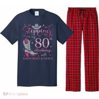 Stepping Into My 80th Birthday With God'S Grace And Mercy Pajama Set thumb 0