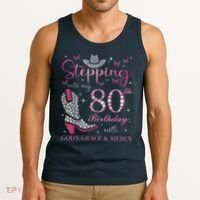Stepping Into My 80th Birthday With God'S Grace And Mercy Tank Top thumb 3