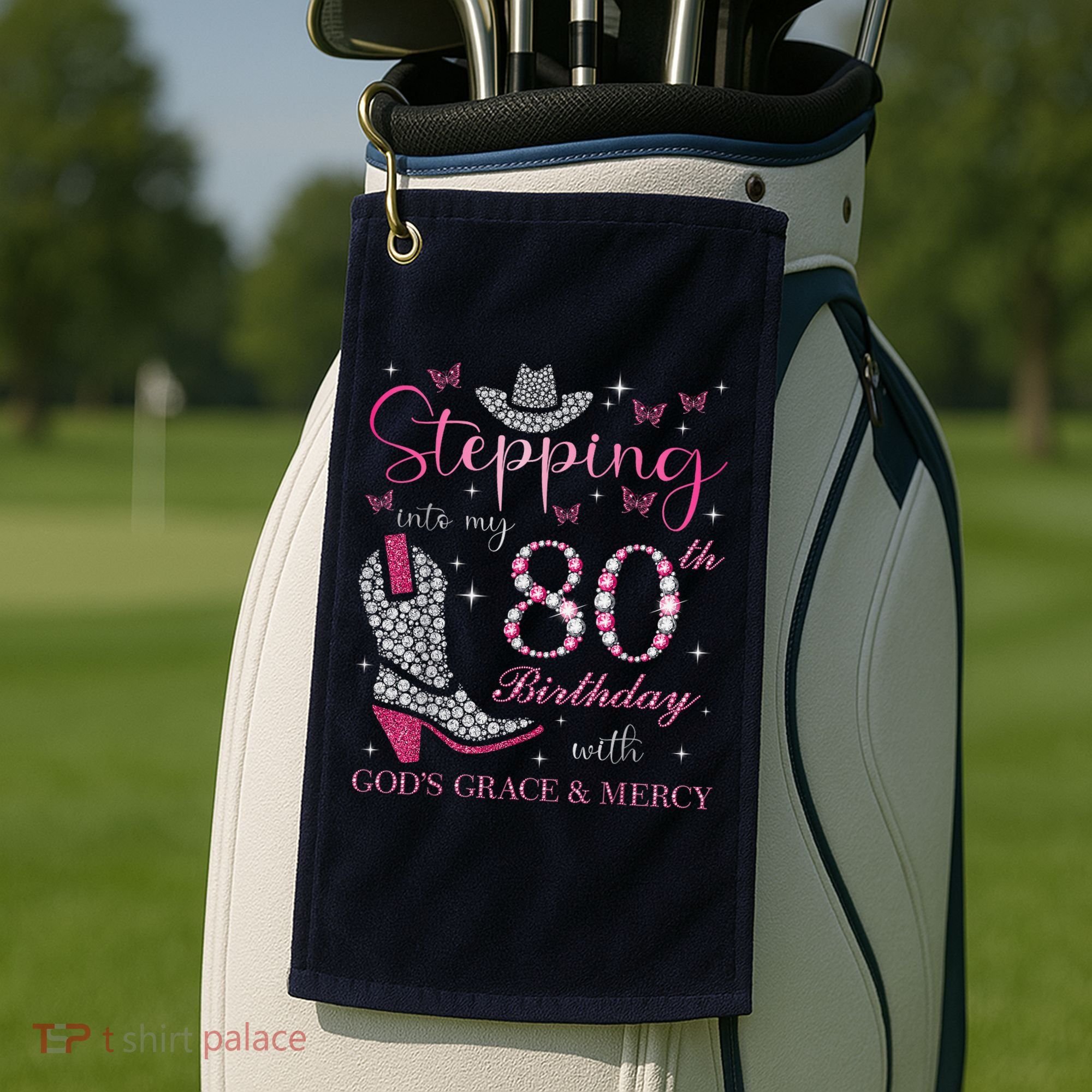 Stepping Into My 80th Birthday With God'S Grace And Mercy Golf Towel