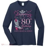 Stepping Into My 80th Birthday With God'S Grace And Mercy Women's Long Sleeve Shirt thumb 0