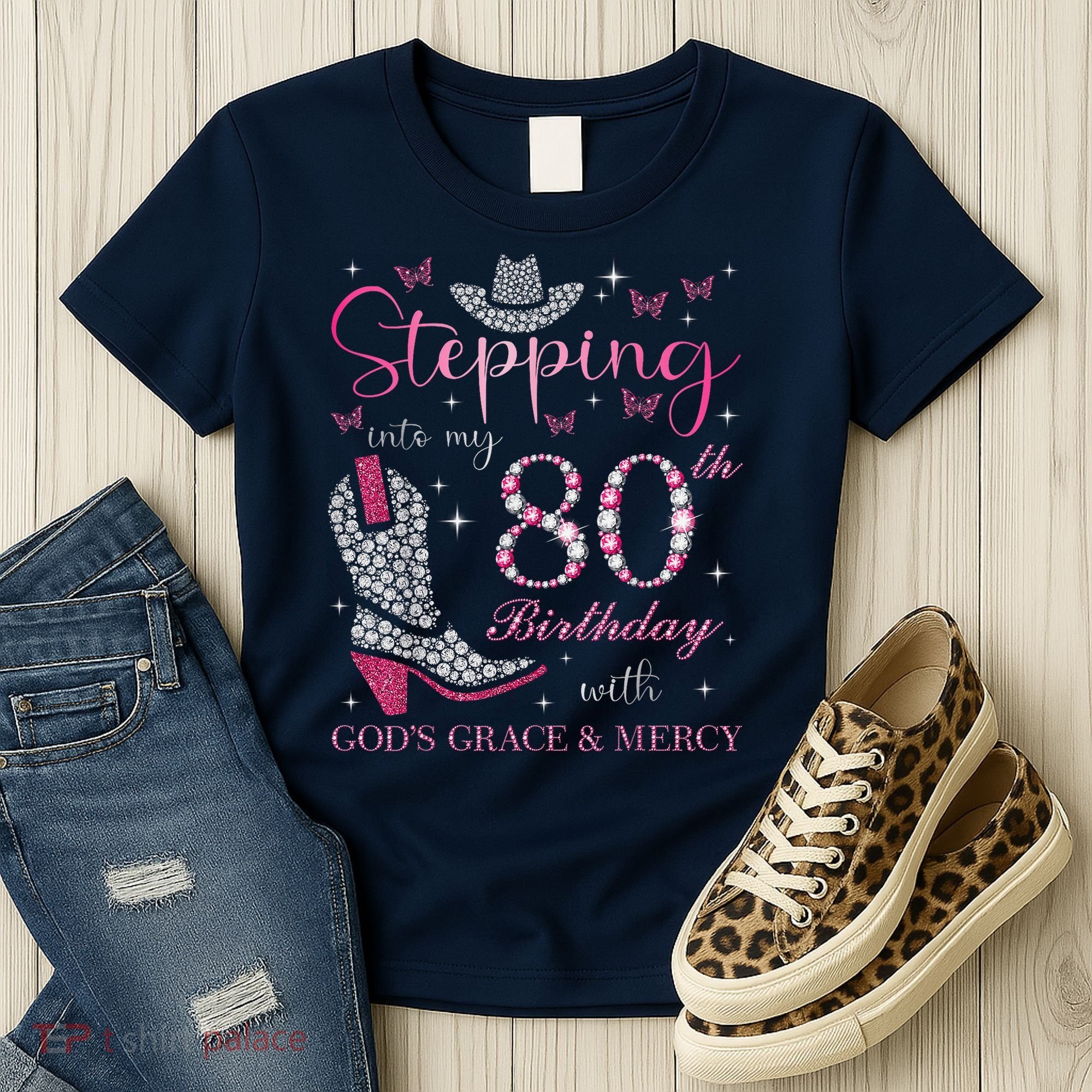 Stepping Into My 80th Birthday With God'S Grace And Mercy Women's T-Shirt