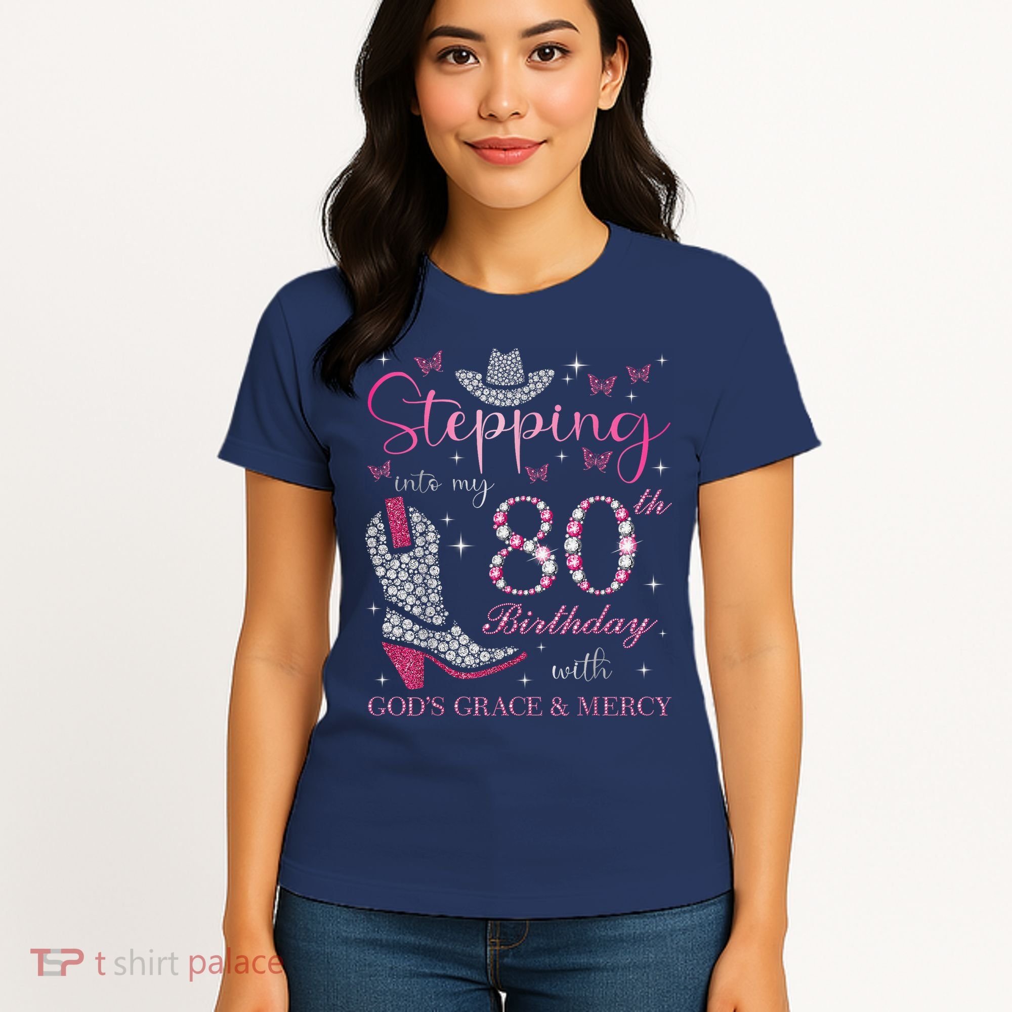 Stepping Into My 80th Birthday With God'S Grace And Mercy Women's T-Shirt