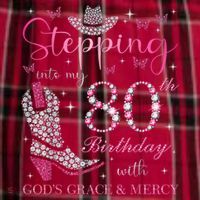 Stepping Into My 80th Birthday With God'S Grace And Mercy Men's Flannel Plaid Pajama Pants thumb 2