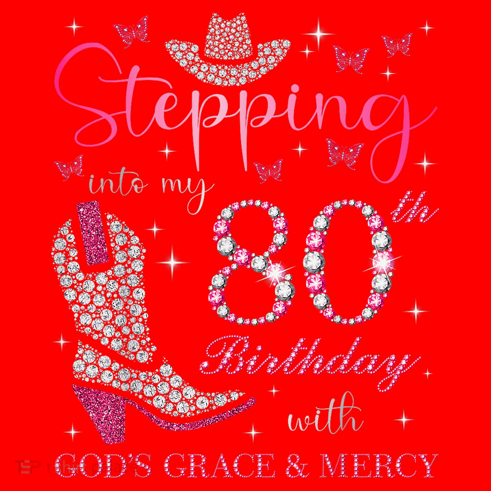 Stepping Into My 80th Birthday With God'S Grace And Mercy Santa Hat
