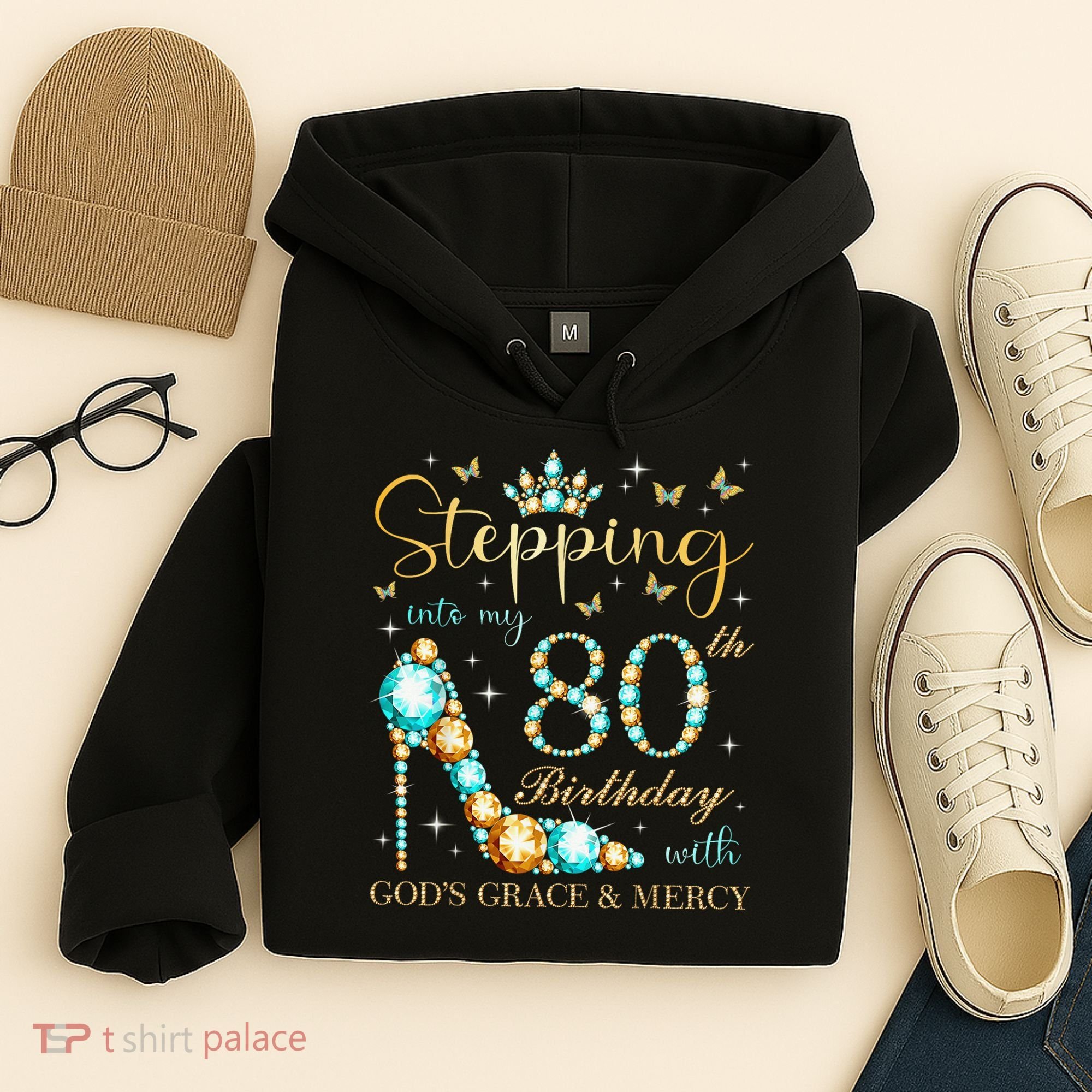 Stepping Into My 80th Birthday With God'S Grace And Mercy Hoodie