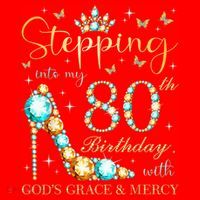 Stepping Into My 80th Birthday With God'S Grace And Mercy Santa Hat thumb 1