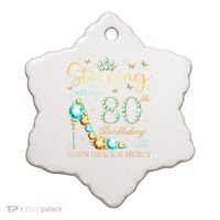 Stepping Into My 80th Birthday With God'S Grace And Mercy Ceramic Ornament thumb 0