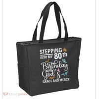 Stepping Into My 80th Birthday With Gods Grace And Mercy Tote Bag thumb 2