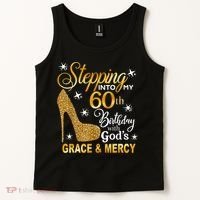 Stepping into my 60th birthday with God's grace & Mercy Tank Top thumb 2