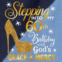 Stepping into my 60th birthday with God's grace & Mercy Raglan Baseball Sleeve Shirt thumb 2