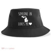 Someone In Michigan Loves Me! Cute State Gift Sustainable Bucket Hat thumb 0