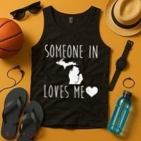 Someone In Michigan Loves Me! Cute State Gift Tank Top thumb 4