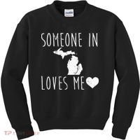 Someone In Michigan Loves Me! Cute State Gift Kids Sweatshirt thumb 0