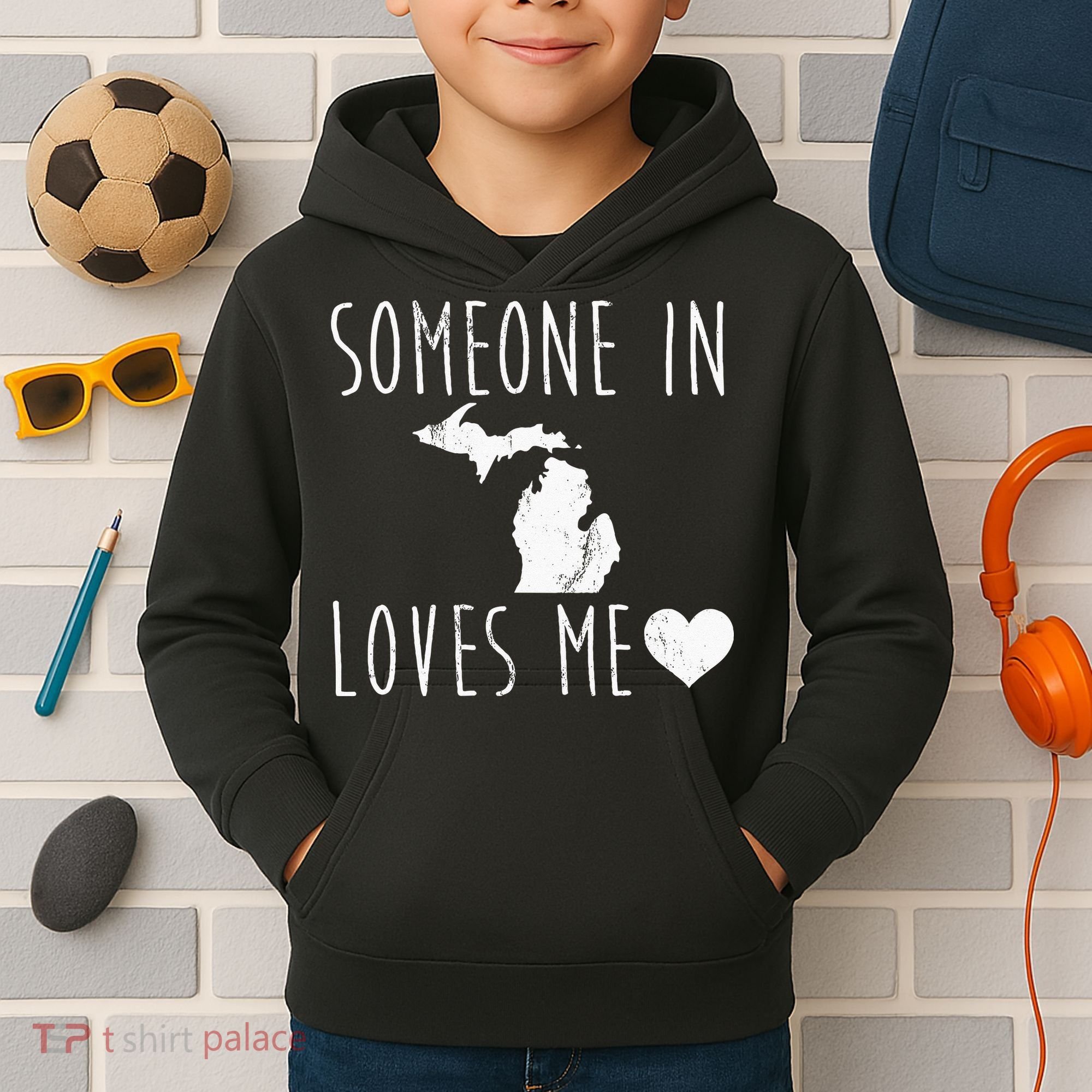 Someone In Michigan Loves Me! Cute State Gift Kids Hoodie