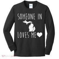 Someone In Michigan Loves Me! Cute State Gift Kids Long Sleeve Shirt thumb 0