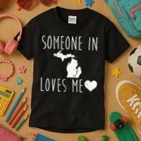 Someone In Michigan Loves Me! Cute State Gift Kids T-Shirt thumb 3